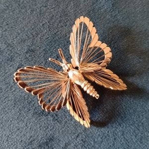 Monet Gold Tone Butterfly signed Brooch